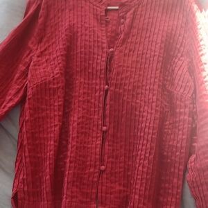 Orvis Textured Linen Shirt in Red